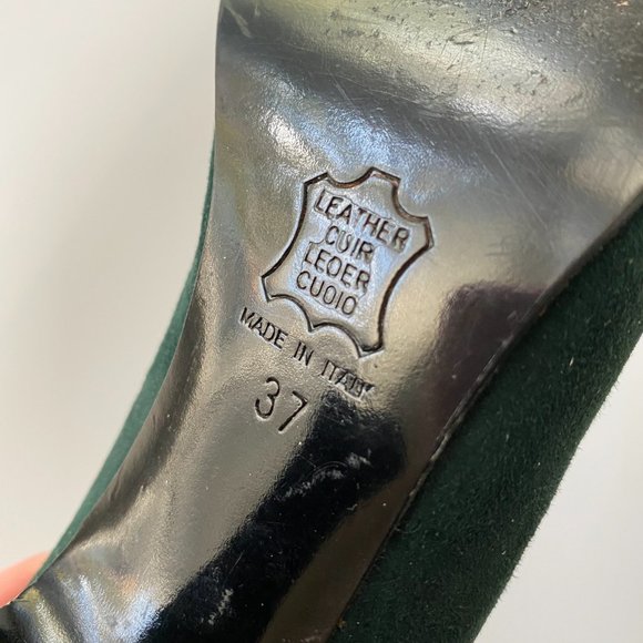 VINTAGE Yves Saint Laurent Deep Emerald Suede Heel - Picture 6 of 7